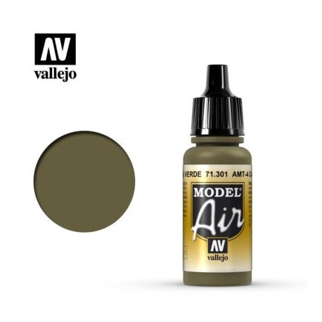 Acrilico Model air, AMT-4 Camuflaje Verde.  Bote 17 ml. Marca Vallejo. Ref: 71.301.