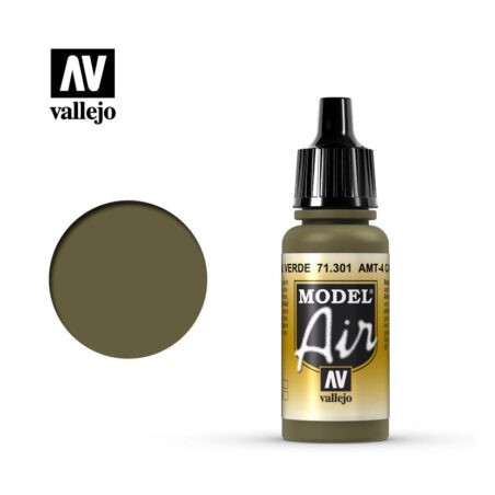 Acrilico Model air, AMT-4 Camuflaje Verde.  Bote 17 ml. Marca Vallejo. Ref: 71.301.