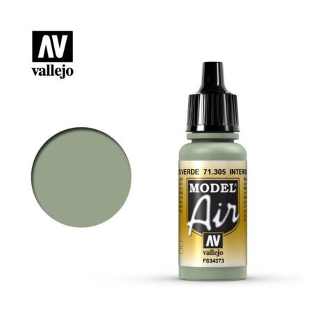 Acrilico Model air, Interior Gris Verde.  Bote 17 ml. Marca Vallejo. Ref: 71.305.