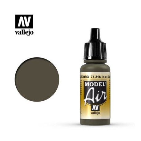 Acrilico Model air, N.41 Verde Oliva Oscuro. Bote 17 ml. Marca Vallejo. Ref: 71.316.