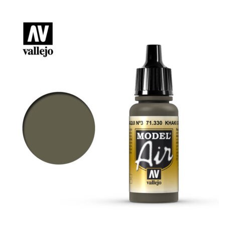Acrilico Model air, Verde Caqui Nº3. Bote 17 ml. Marca Vallejo. Ref: 71.330.