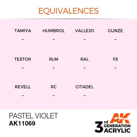 Acrílicos de 3rd Generación, PASTEL VIOLET– PASTEL. Bote 17 ml. Marca Ak-Interactive. Ref: Ak11069.