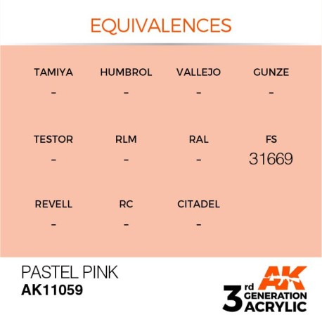 Acrílicos de 3rd Generación, PASTEL PINK– PASTEL. Bote 17 ml. Marca Ak-Interactive. Ref: Ak11059.