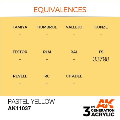 Acrílicos de 3rd Generación, PASTEL YELLOW– PASTEL. Bote 17 ml. Marca Ak-Interactive. Ref: Ak11037.