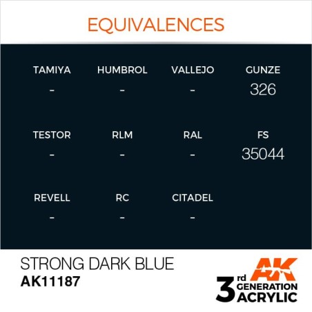 Acrílicos de 3rd Generación, STRONG DARK BLUE– STANDARD. Bote 17 ml. Marca Ak-Interactive. Ref: Ak11187.