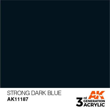Acrílicos de 3rd Generación, STRONG DARK BLUE– STANDARD. Bote 17 ml. Marca Ak-Interactive. Ref: Ak11187.