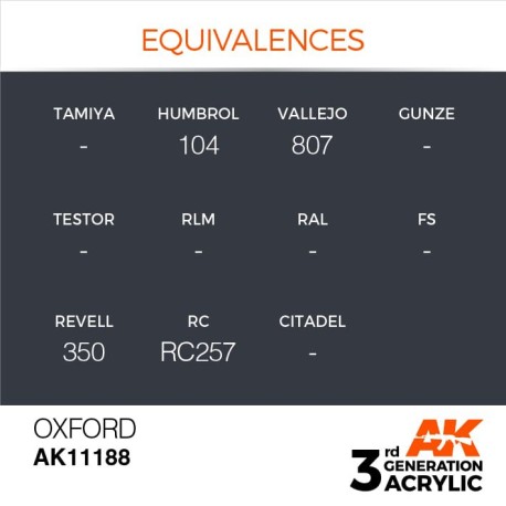 Acrílicos de 3rd Generación, OXFORD – STANDARD. Bote 17 ml. Marca Ak-Interactive. Ref: Ak11188.