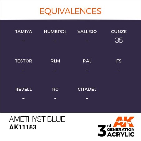 Acrílicos de 3rd Generación, AMETHYST BLUE – STANDARD. Bote 17 ml. Marca Ak-Interactive. Ref: Ak11183.