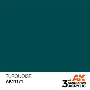 Acrílicos de 3rd Generación,  TURQUOISE – STANDARD. Bote 17 ml. Marca Ak-Interactive. Ref: Ak11171.