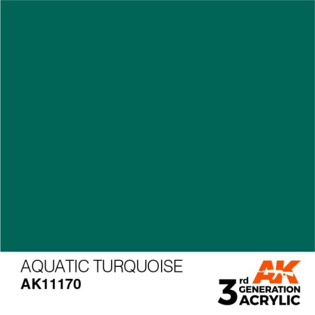Acrílicos de 3rd Generación, AQUATIC  TURQUOISE – STANDARD. Bote 17 ml. Marca Ak-Interactive. Ref: Ak11170.
