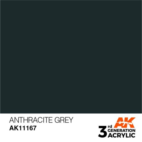 Acrílicos de 3rd Generación, ANTHRACITE GREY – STANDARD. Bote 17 ml. Marca Ak-Interactive. Ref: Ak11167.