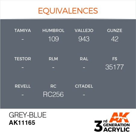 Acrílicos de 3rd Generación,  GREY-BLUE – STANDARD. Bote 17 ml. Marca Ak-Interactive. Ref: Ak11165.