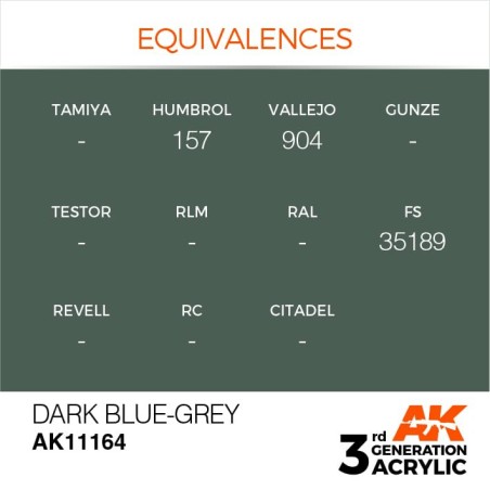 Acrílicos de 3rd Generación,  DARK BLUE -GREY  – STANDARD. Bote 17 ml. Marca Ak-Interactive. Ref: Ak11164.