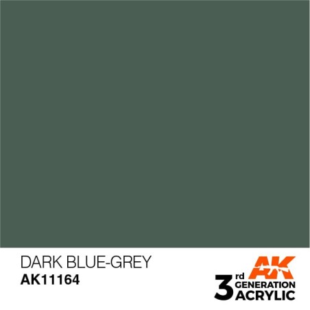 Acrílicos de 3rd Generación,  DARK BLUE -GREY  – STANDARD. Bote 17 ml. Marca Ak-Interactive. Ref: Ak11164.