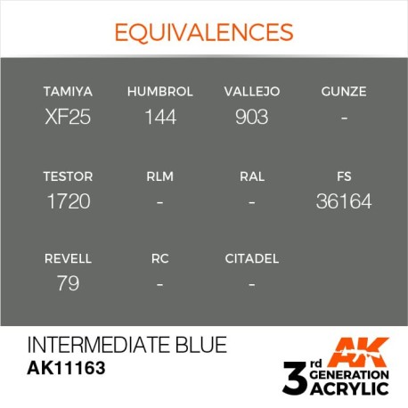 Acrílicos de 3rd Generación,  INTERMEDIATE BLUE – STANDARD. Bote 17 ml. Marca Ak-Interactive. Ref: Ak11163.