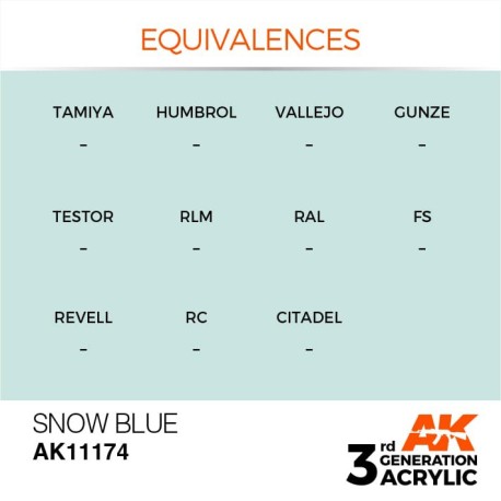 Acrílicos de 3rd Generación,  SNOW BLUE – STANDARD. Bote 17 ml. Marca Ak-Interactive. Ref: Ak11174.