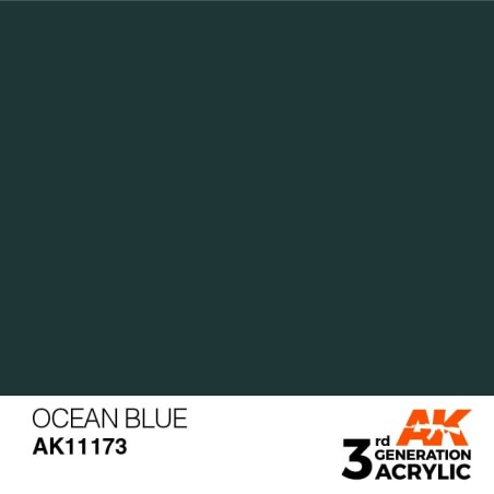 Acrílicos de 3rd Generación,  OCEAN BLUE – STANDARD. Bote 17 ml. Marca Ak-Interactive. Ref: Ak11173.