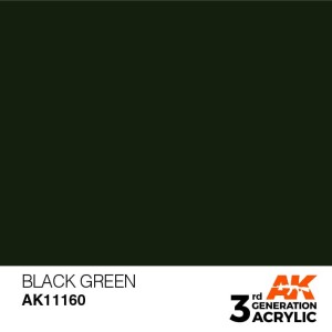Acrílicos de 3rd Generación,  BLACK GREEN – STANDARD. Bote 17 ml. Marca Ak-Interactive. Ref: Ak11160.