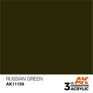 Acrílicos de 3rd Generación,  RUSSIAN GREEN – STANDARD. Bote 17 ml. Marca Ak-Interactive. Ref: Ak11159.