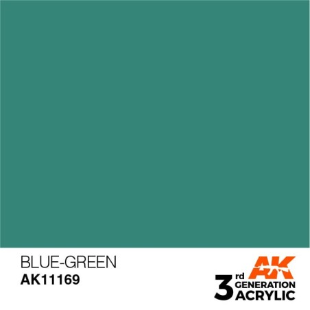 Acrílicos de 3rd Generación,  BLUE GREEN – STANDARD. Bote 17 ml. Marca Ak-Interactive. Ref: Ak11169.