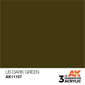 Acrílicos de 3rd Generación,  US DARK GREEN – STANDARD. Bote 17 ml. Marca Ak-Interactive. Ref: Ak11157.