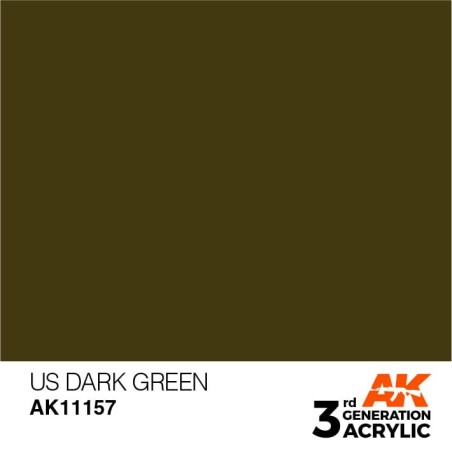 Acrílicos de 3rd Generación,  US DARK GREEN – STANDARD. Bote 17 ml. Marca Ak-Interactive. Ref: Ak11157.