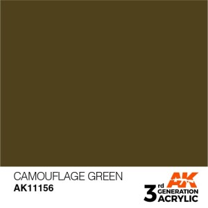 Acrílicos de 3rd Generación,  CAMOUFLAGE GREEN – STANDARD. Bote 17 ml. Marca Ak-Interactive. Ref: Ak11156.
