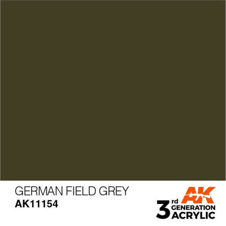Acrílicos de 3rd Generación,  GERMAN FIELD GREY  – STANDARD. Bote 17 ml. Marca Ak-Interactive. Ref: Ak11154.