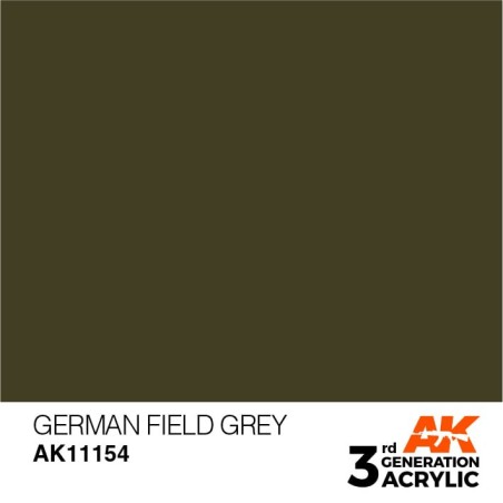 Acrílicos de 3rd Generación,  GERMAN FIELD GREY  – STANDARD. Bote 17 ml. Marca Ak-Interactive. Ref: Ak11154.