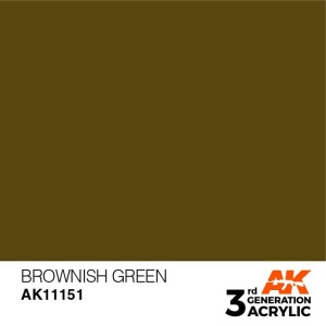 Acrílicos de 3rd Generación,  BROWNISH GREEN – STANDARD. Bote 17 ml. Marca Ak-Interactive. Ref: Ak11151.