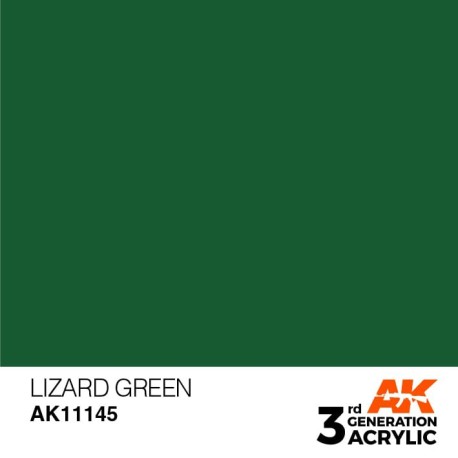 Acrílicos de 3rd Generación,   LIZARD GREEN – STANDARD. Bote 17 ml. Marca Ak-Interactive. Ref: Ak11145.