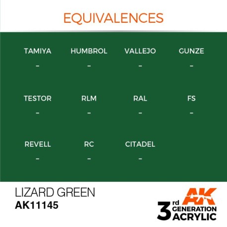 Acrílicos de 3rd Generación,   LIZARD GREEN – STANDARD. Bote 17 ml. Marca Ak-Interactive. Ref: Ak11145.