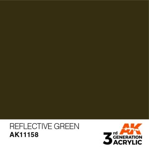 Acrílicos de 3rd Generación,   REFLECTIVE GREEN – STANDARD. Bote 17 ml. Marca Ak-Interactive. Ref: Ak11158.