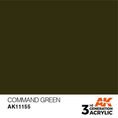 Acrílicos de 3rd Generación,   COMMAND GREEN – STANDARD. Bote 17 ml. Marca Ak-Interactive. Ref: Ak11155.