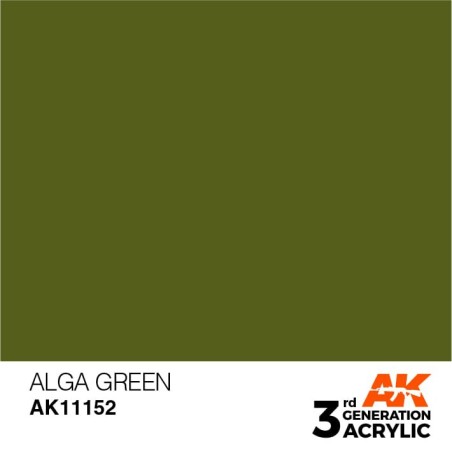 Acrílicos de 3rd Generación,   ALGA GREEN – STANDARD. Bote 17 ml. Marca Ak-Interactive. Ref: Ak11152.