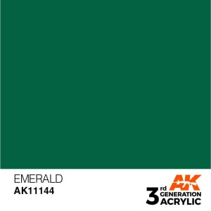 Acrílicos de 3rd Generación,   EMERALD  – STANDARD. Bote 17 ml. Marca Ak-Interactive. Ref: Ak11144.