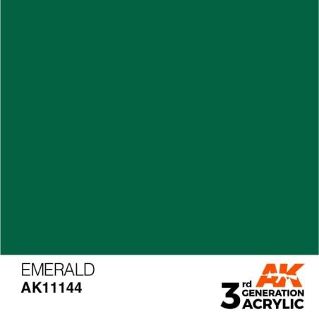 Acrílicos de 3rd Generación,   EMERALD  – STANDARD. Bote 17 ml. Marca Ak-Interactive. Ref: Ak11144.