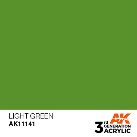 Acrílicos de 3rd Generación,  LIGHT GREEN – STANDARD. Bote 17 ml. Marca Ak-Interactive. Ref: Ak11141.