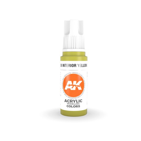 Acrílicos de 3rd Generación,  INTERIOR YELLOW GREEN – STANDARD. Bote 17 ml. Marca Ak-Interactive. Ref: Ak11138.