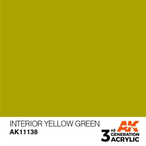 Acrílicos de 3rd Generación,  INTERIOR YELLOW GREEN – STANDARD. Bote 17 ml. Marca Ak-Interactive. Ref: Ak11138.
