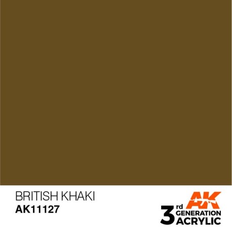 Acrílicos de 3rd Generación,  BRITISH KHAKI – STANDARD. Bote 17 ml. Marca Ak-Interactive. Ref: Ak11127.