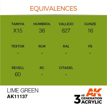 Acrílicos de 3rd Generación, LIME GREEN– STANDARD. Bote 17 ml. Marca Ak-Interactive. Ref: Ak11137.