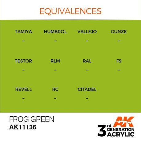 Acrílicos de 3rd Generación, FROG GREEN– STANDARD. Bote 17 ml. Marca Ak-Interactive. Ref: Ak11136.
