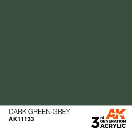 Acrílicos de 3rd Generación, DARK GREEN-GREY – STANDARD. Bote 17 ml. Marca Ak-Interactive. Ref: Ak11133.