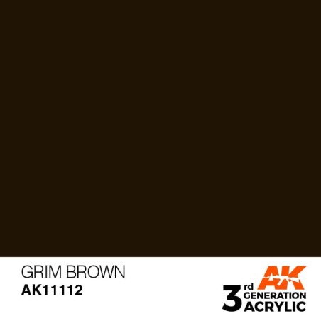 Acrílicos de 3rd Generación, GRIM BROWN – STANDARD. Bote 17 ml. Marca Ak-Interactive. Ref: Ak11112.