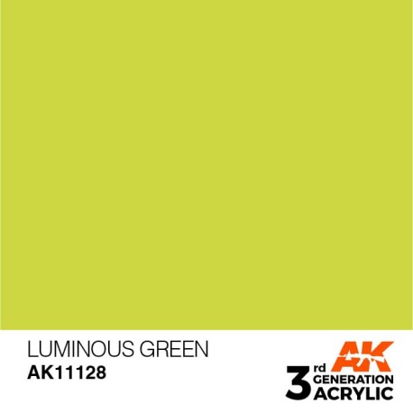 Acrílicos de 3rd Generación,  LUMINOUS GREEN– STANDARD. Bote 17 ml. Marca Ak-Interactive. Ref: Ak11128.