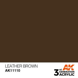 Acrílicos de 3rd Generación,  LEATHER BROWN– STANDARD. Bote 17 ml. Marca Ak-Interactive. Ref: Ak11110.