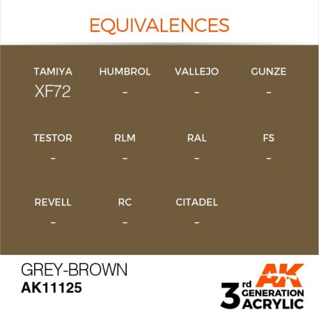 Acrílicos de 3rd Generación,  GREY-BROWN– STANDARD. Bote 17 ml. Marca Ak-Interactive. Ref: Ak11125.