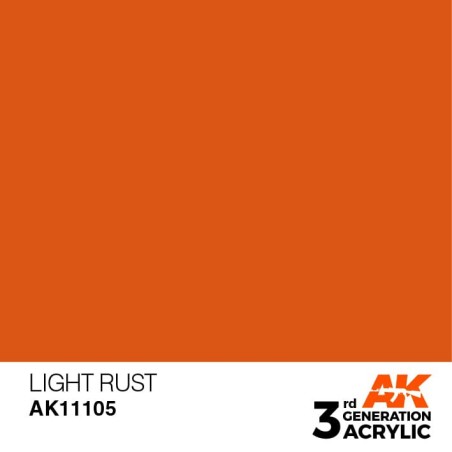Acrílicos de 3rd Generación,   LIGHT RUST  – STANDARD. Bote 17 ml. Marca Ak-Interactive. Ref: Ak11105.