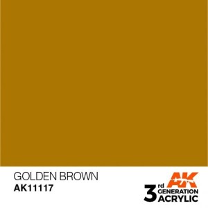 Acrílicos de 3rd Generación,   GOLDEN BROWN  – STANDARD. Bote 17 ml. Marca Ak-Interactive. Ref: Ak11117.